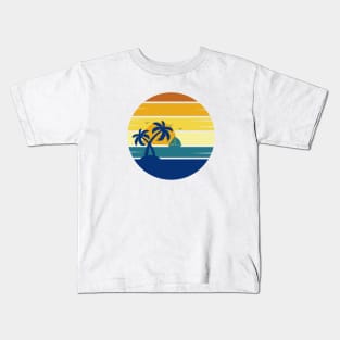 Retro Style Sunset Beach Palm Tree Kids T-Shirt